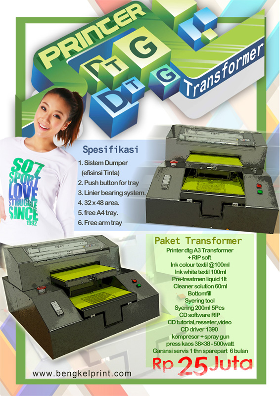 Printer kaos dengan mesin DTG a3